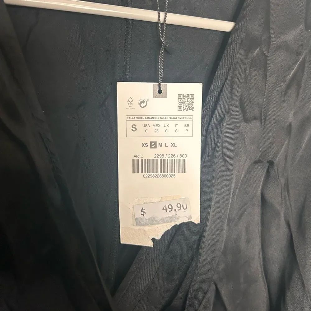 NWT ZARA WOMEN'S SATIN EFFECT WRAP DRESS BLACK SIZE S 2298/226 - Picture 6 of 6